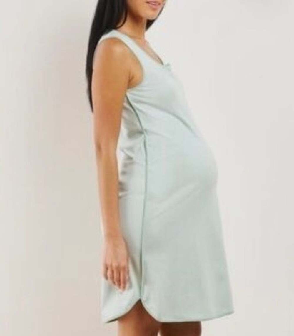 LAKE Mint Green Striped Maternity Tank Nightgown Sleep Dress Medium